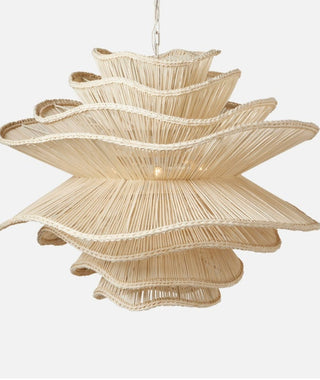 Made Goods Alondra Chandelier in white natural rattan