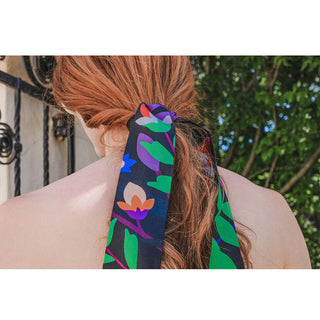 Jessie Zhao Silk Skinny Scarf Of Night Garden
