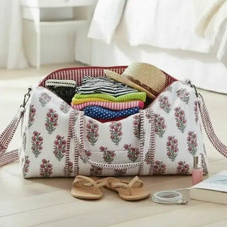 Amelia Rose Plum Quilted Duffel Bag