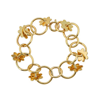 Asha 14k gold dipped Tamsin flower link bracelet with spring clasp closure
7.5" L (can be clasped smaller as well)


