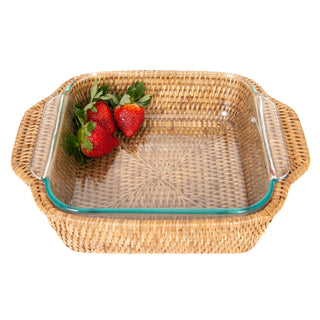 Artifacts Rattan™ Square Baker Basket with Pyrex: Honey Brown