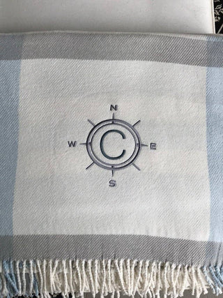 A Soft Idea Large Plaid Throw Cream/Blue