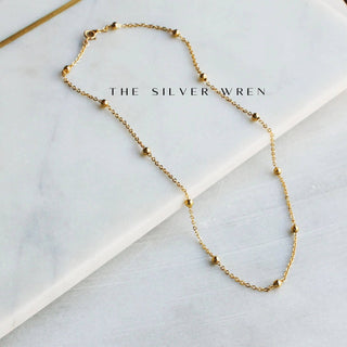 The Silver Wren Gold Beaded Chain Necklace: 16 inch