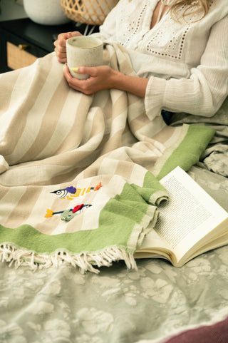 Olive & Loom Maris Hand-Stitched Throw: Blue Bay