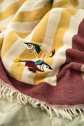 Olive & Loom Maris Hand-Stitched Throw: Blue Bay
