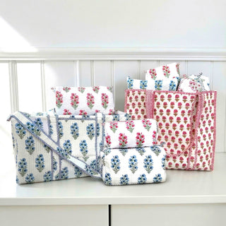 Amelia Rose Hydrangea Cosmetic Pouches-Green: Set of 3-S/M/L