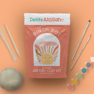 Breathe People Kids Make and Paint your own Pinch Pot.   What’s Inside: 300 grams of soft, air-dry clay (enough for 1-2 fun projects) safe, kid-friendly clay tools for shaping and decorating. Bright acrylic paints + brushes for adding colorful details.
 Easy-to-follow project ideas and simple step-by-step guide Why Kids (and Parents!) 