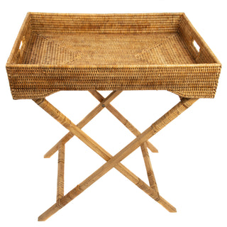 Artifacts rattan butler tray and table in color honey brown.