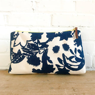 Erin Flett canvas printed clutch with contrasting zipper