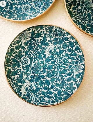 6” round decoupage mini floral print plate perfect for keys or for jewelry.
