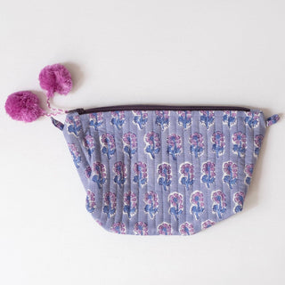 Graymarket Design Malin Periwinkle Block Printed Makeup Pouch