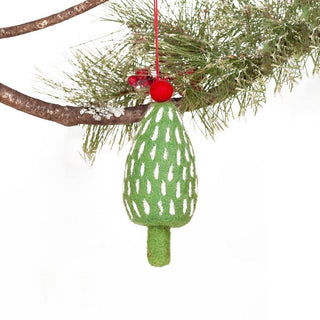 Tree felt ornament by Rockflowerpaper 
2” wide x 5” high 