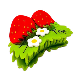 Jenny Lemons Large Strawberries and Flowers Hair Claw Clip