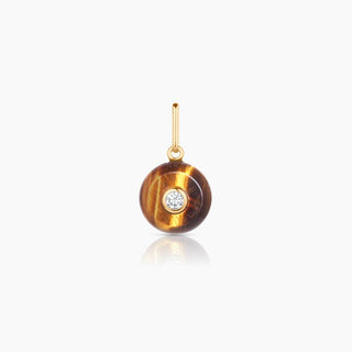 14k gold plated, hand carved tiger's eye, cubic zirconia. Charm dimensions: 7mm x 4mm