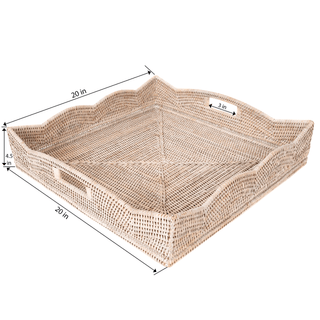 Artifacts Rattan™ Scallop Collection Square Tray: Honey Brown / 24"x24"