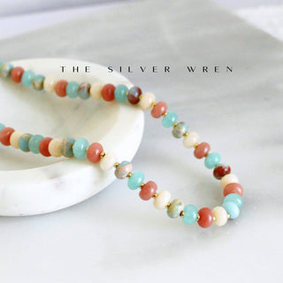 The Silver Wren Desert Morning Stone Candy Necklace, Pastel Layering