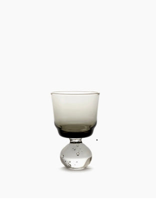 Cordial glass with round ball bottom of stem 