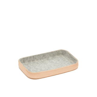 Graf Lantz small natural leather tray with grey felt lining. 