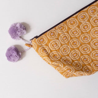 Graymarket Design Tangier Tangerine Block Printed Makeup Pouch