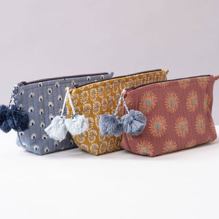 Graymarket Design Sunburst Dark Honey Block Printed Makeup Pouch
