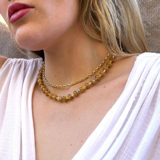 The Silver Wren Saddle Stone Candy Necklace: Light Brown