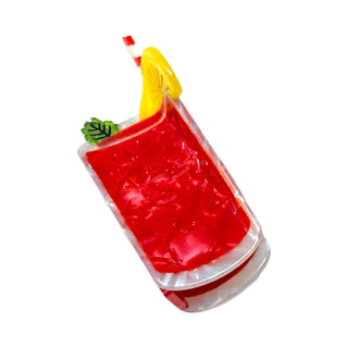Blood Mary drink with a lemon wedge adn straw hair claw clip by Jenny Lemons. 