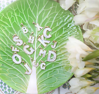 Gold dipped letter charm in Mother of pearl 