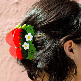 Jenny Lemons Large Strawberries and Flowers Hair Claw Clip