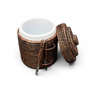 Matahari Round Ice Bucket  w/ Thermos Liner - AB 8x8x10'H: Antique Brown