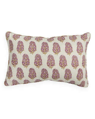Walter G Paisley Zardosi Moonflower print linen pillow with insert included. Dimensions: 35”x55”cm