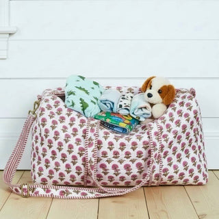 Amelia Rose Hydrangea Quilted Duffel Bag-Green