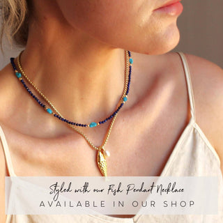 The Silver Wren Natural Lapis and Turquoise Necklace: 16 inch