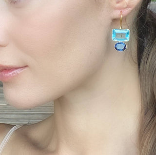 Amelia Rose Valencia Earring-Sky Blue & Royal Blue Gold