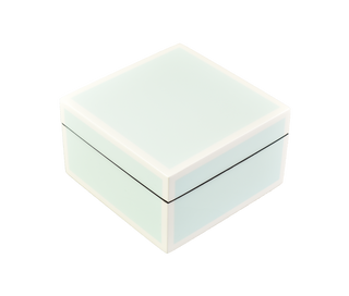 Five Side Duck Egg Blue box  with White Trim with Lacquer Finish. Size: 5" x 5" x 3" H by pacific connections