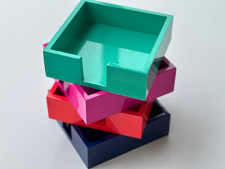 Square lacquer tray perfect for a small notepad.