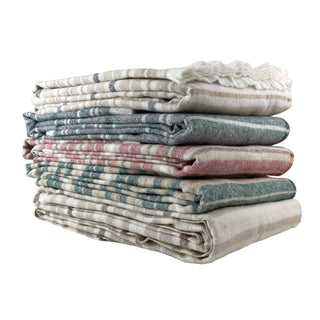 A Soft Idea - Recycled Cotton Striped Eyelash  Throw 55" x  70": Nougat