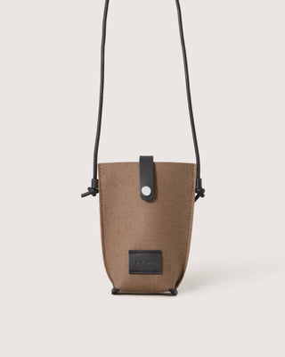 Phone case crossbody bag by Graf Lantz, made of merino wool.