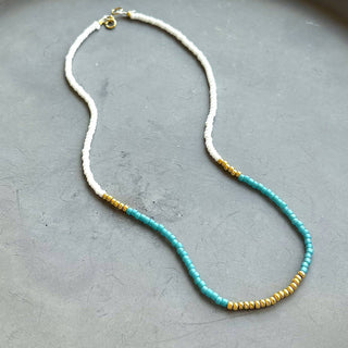 The Silver Wren Lithe No. 2 Beaded Necklace: Turquoise & White / 16 inch