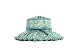 Woven hat with geometric pattern,  foldable  and UPF 50