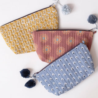 Graymarket Design Sunburst Dark Honey Block Printed Makeup Pouch