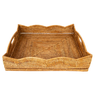 Artifacts Rattan™ Scallop Collection Square Tray: Honey Brown / 24"x24"