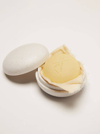  A minimalist travel case by Kate Mc Leod bespoke to our full-size and mini Body Stone lotion bars. 