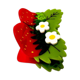 Jenny Lemons Large Strawberries and Flowers Hair Claw Clip