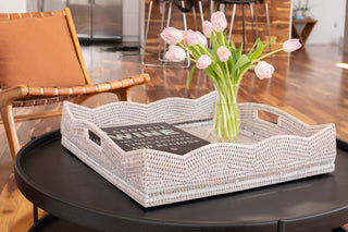 Artifacts Rattan™ Scallop Collection Square Tray: Honey Brown / 24"x24"