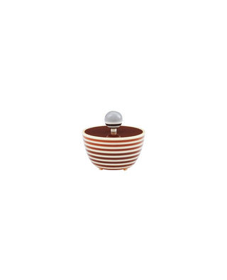 Finn graduated circular box  with a smooth lift-off lid, topped by a polished spherical detail. A collectible, decorative piece - ideal for storing small items