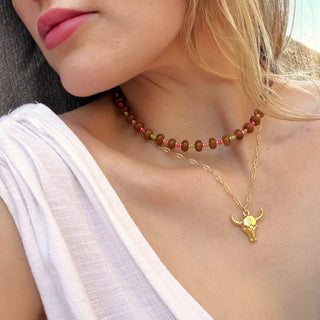 The Silver Wren Saddle Stone Candy Necklace: Light Brown