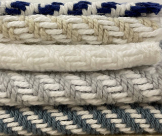 370 - Nantucket Herringbone Throw: Sand/White / Hand Knotted Fringe