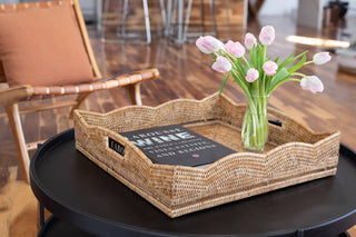 Rattan tray 20”x20”x4.5” by Artifact Trading company