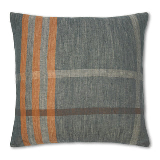 Plaid pillow in navy and chestnut brown by Maison Marigold. Size 22x22. 