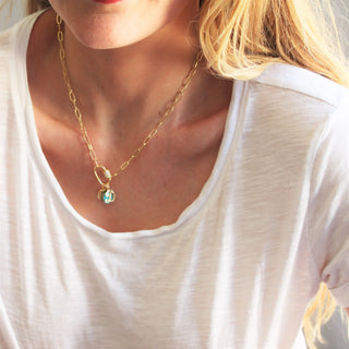 The Silver Wren Pave Carabiner Charm Holder Necklace: Turquoise / 18 Inch